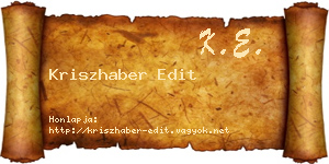 Kriszhaber Edit névjegykártya